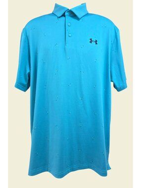 Under Armour Mens Blue Playoff Polo Large With Multicolor Dotted Print